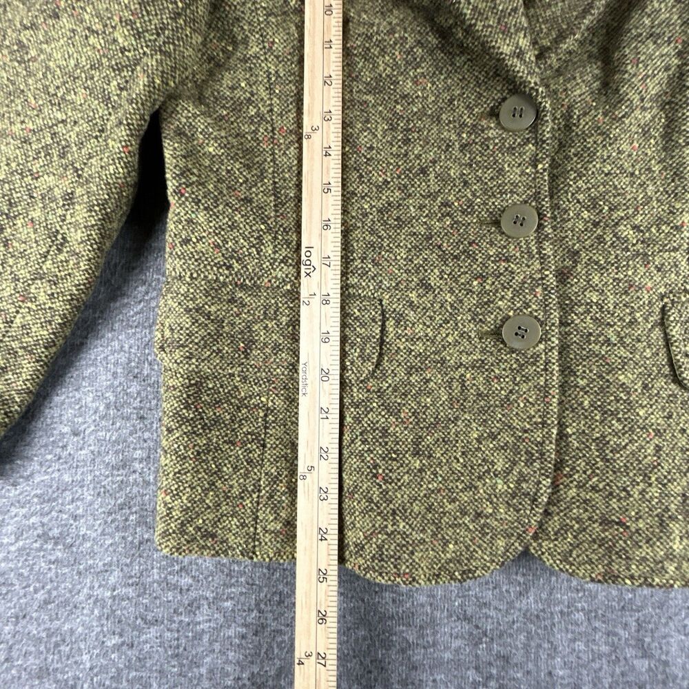 St Johns Bay Wool Blend Tweed Blazer Womens Sz 12 Green Lined Double Breasted - Picture 13 of 14